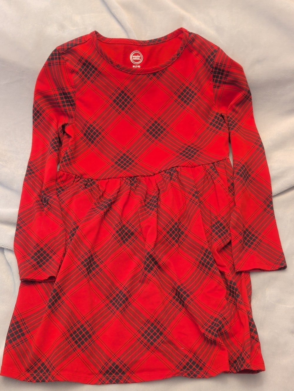 wonder nation Red Plaid Long-Sleeve Dress